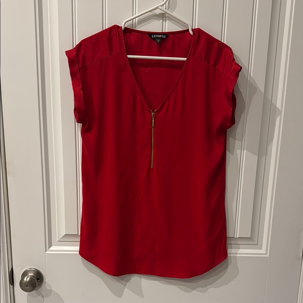 Express Women's Red V-Neck Top